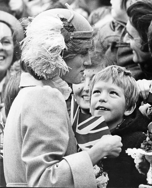 HRH Princess Diana, The Princess of Wales, meets the well wishers at St David