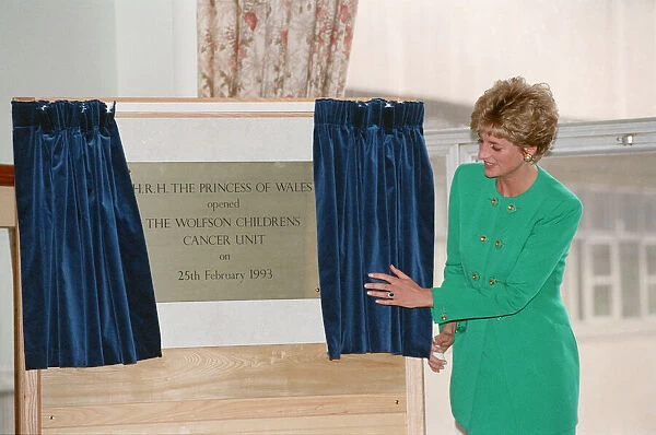 HRH Princess Diana, The Princess of Wales, opens the Wolfon Childrens Cancer Unit The