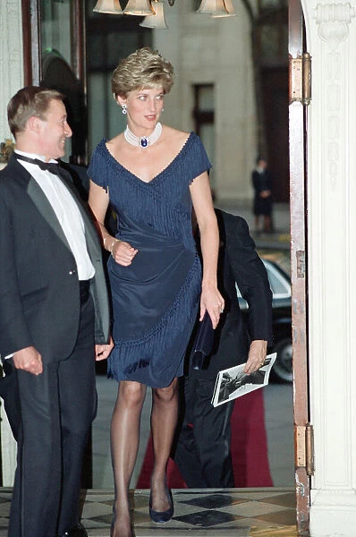 HRH Princess Diana, Princess of Wales arrives at a charity performance of Tango Argentino