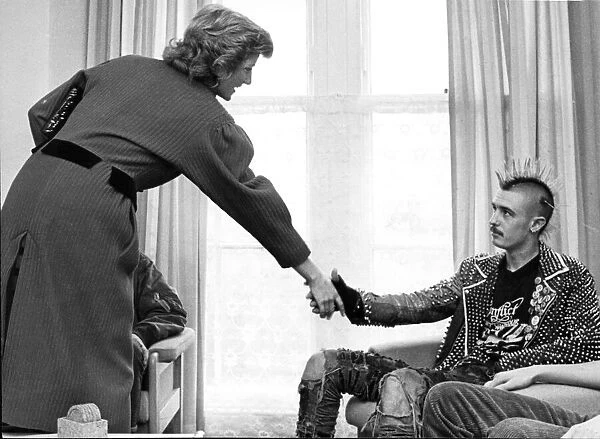 HRH Princess Diana, The Princess of Wales meets Pete the Punk at a Barnardo