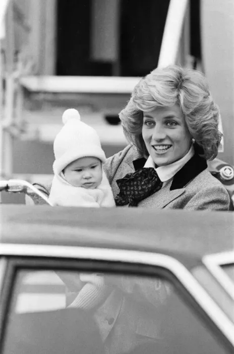 Framed Print : HRH Princess Diana, The Princess of Wales pictured with her 2nd son, Prince Harry