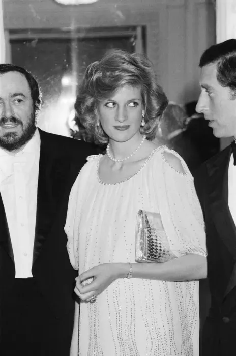 Framed Print : HRH Princess Diana The Princess of Wales and Prince Charles with Italian tenor Luciano