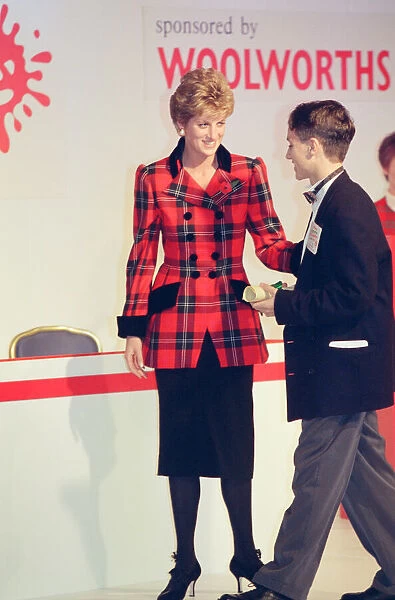 HRH The Princess of Wales, Princess Diana, attends and presents awards at the Barnado