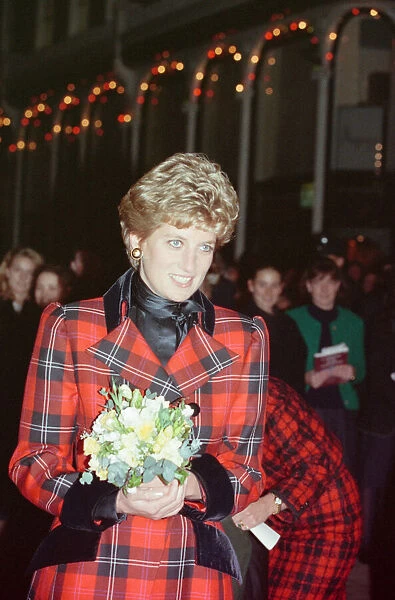 HRH The Princess of Wales, Princess Diana, on the evening she switches on the Christmas