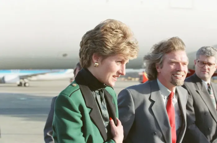 Framed Print : HRH The Princess of Wales, Princess Diana, with Virgin Atlantic CEO Richard Branson Framed Print : HRH The Princess of Wales, Princess Diana, with Virgin Atlantic CEO Richard Branson