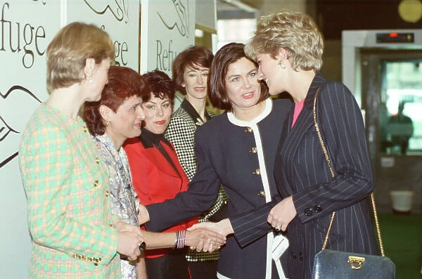HRH The Princess of Wales, Princess Diana, visits the charity REFUGE