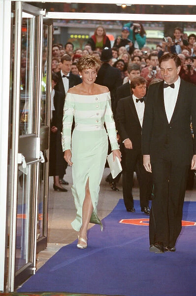 HRH The Princess of Wales, Princess Diana, arrives at the West End Odeon in Leicester