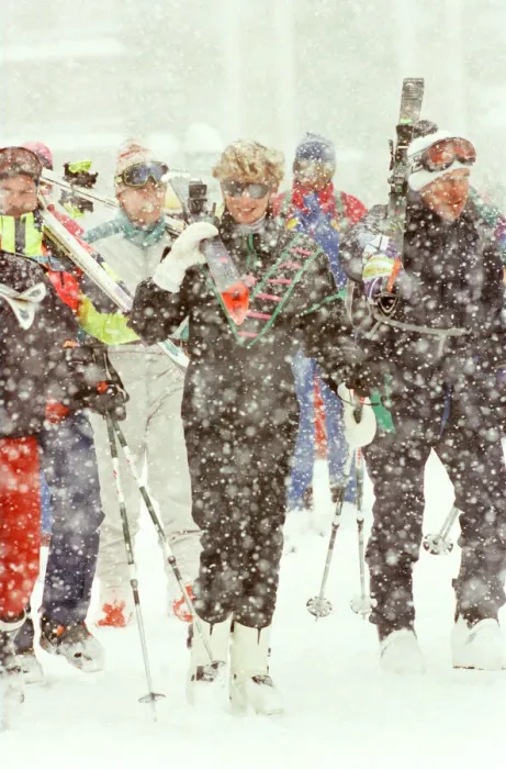 Framed Print : HRH The Princess of Wales, Princess Diana, enjoys a ski holiday in Lech, Austria