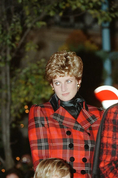 HRH The Princess of Wales, Princess Diana, on the evening she switches on the Christmas
