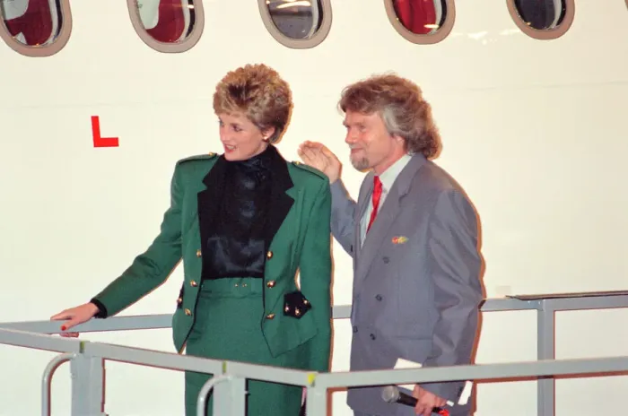 Framed Print : HRH The Princess of Wales, Princess Diana, with Virgin Atlantic CEO Richard Branson