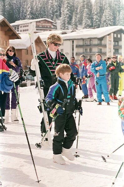 HRH The Princess of Wales, Princess Diana, on her skiing holiday at The Austrian Ski