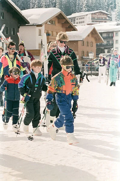 HRH The Princess of Wales, Princess Diana, on her skiing holiday at The Austrian Ski