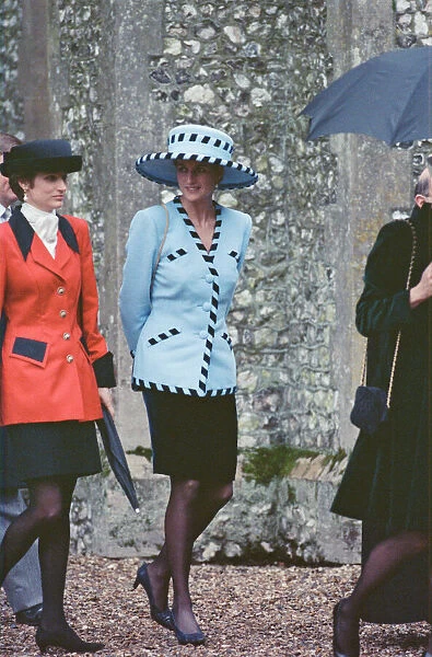 HRH The Princess of Wales, Princess Diana, attends the wedding of Hon Harry Herbert