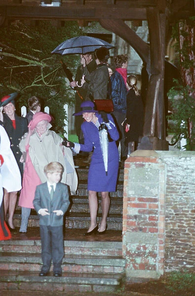 HRH The Princess of Wales, Princess Diana, at Sandringham for the traditional church