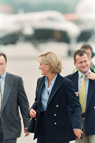 HRH, The Princess of Wales, Princess Diana, on her arrival at Sarajevo airport Friday