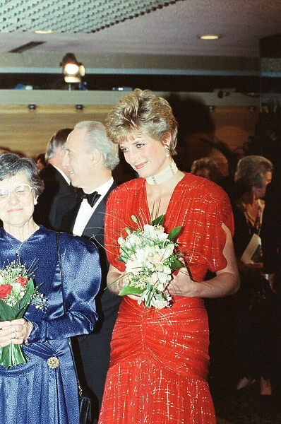 HRH The Princess of Wales, Princess Diana, attends the Odeon Leicester Square premiere of