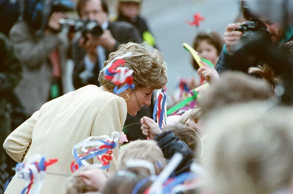 HRH The Princess of Wales, Princess Diana, visits The Thames Valley Hospice in Windsor