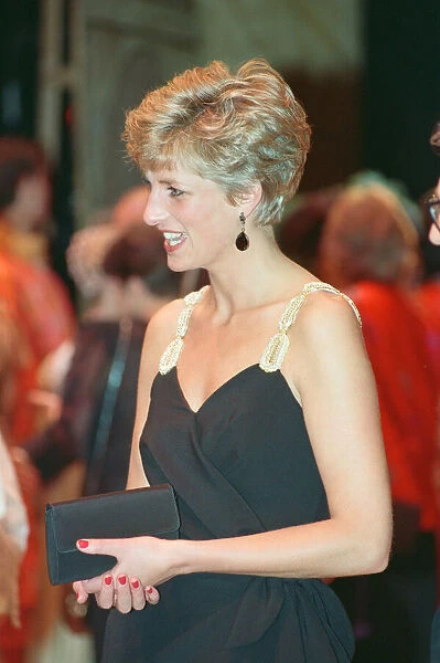 HRH The Princess of Wales, Princess Diana, arrives at The Coliseum in London to see The