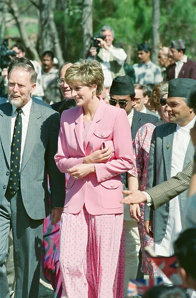 HRH The Princess of Wales, Princess Diana, in Nepal. The Princess visited