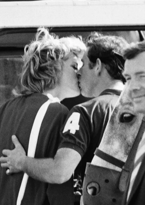 Framed Print : HRH The Princess of Wales, Princess Diana and Prince Charles have an affectionate kiss