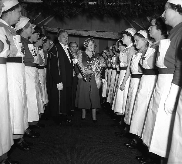HRH Queen Elizabeth Queen Mother December 1954 opens Highwood Hospital, Mill Hill