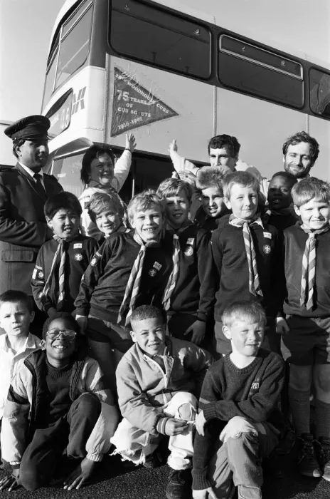 Framed Print : These Huddersfield Cubs made sure their commemorative flag was going places by flying it Framed Print : These Huddersfield Cubs made sure their commemorative flag was going places by flying it