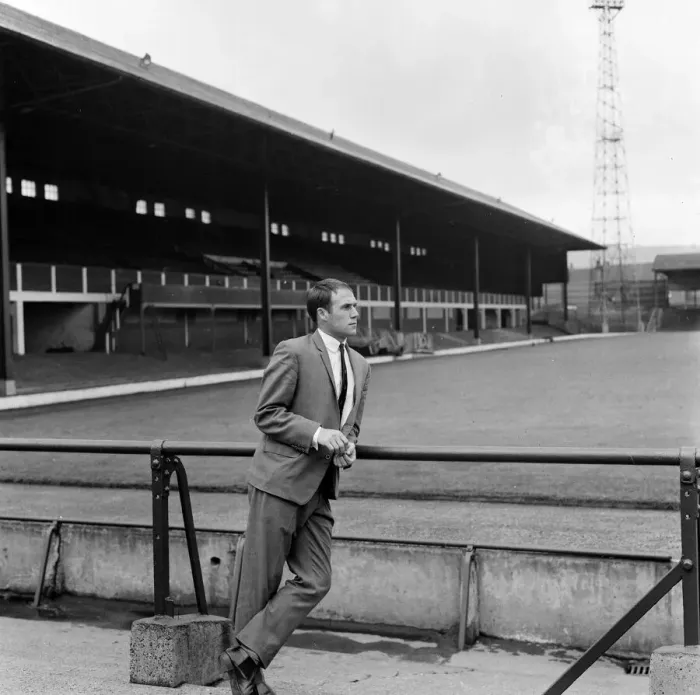 Framed Print : Huddersfield town footballer Ray Wilson looking at the ground at Leeds Road before his Framed Print : Huddersfield town footballer Ray Wilson looking at the ground at Leeds Road before his