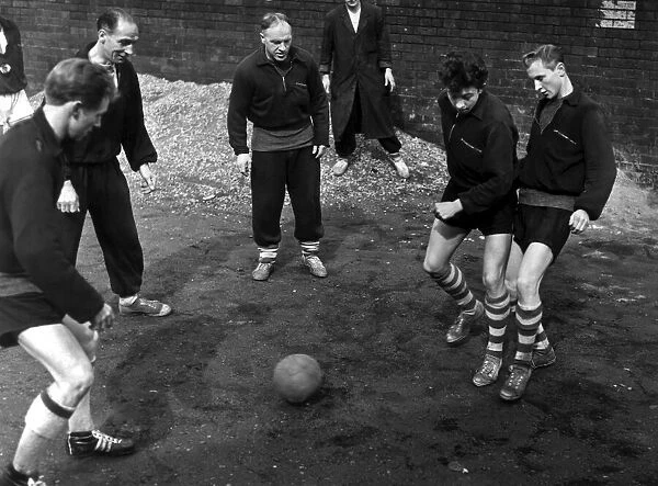 Huddersfield Town manager Bill Shankly coaching some of his club