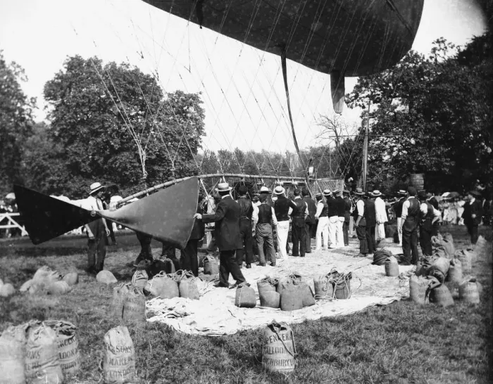 Framed Print : Hugh and Herbert Spencer and their ground crew seen here preparing the Spencer Airship Framed Print : Hugh and Herbert Spencer and their ground crew seen here preparing the Spencer Airship