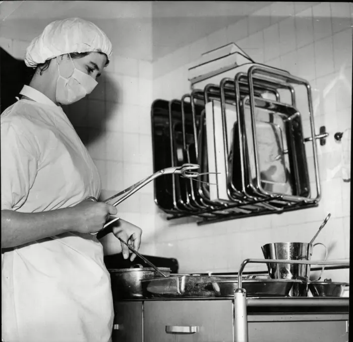 Framed Print : Hull Royal Infirmary - Preparing a trolley of sterilised instruments is one of the less Framed Print : Hull Royal Infirmary - Preparing a trolley of sterilised instruments is one of the less