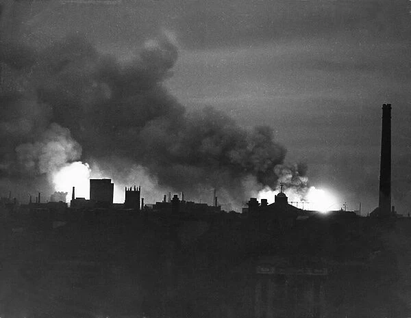 Hull, Yorkshire, during The Blitz in World War Two. The Hull Blitz was
