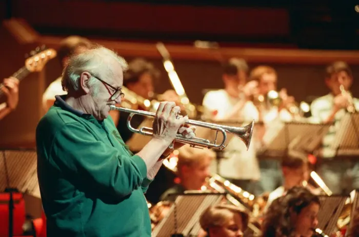 Framed Print : Humphrey Lyttelton rehearses with the Birmingham Schools Jazz Orchestra at the Symphony Framed Print : Humphrey Lyttelton rehearses with the Birmingham Schools Jazz Orchestra at the Symphony