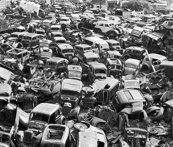 Hundreds of cars gathered together to be crushed at a Bristol scrapyard
