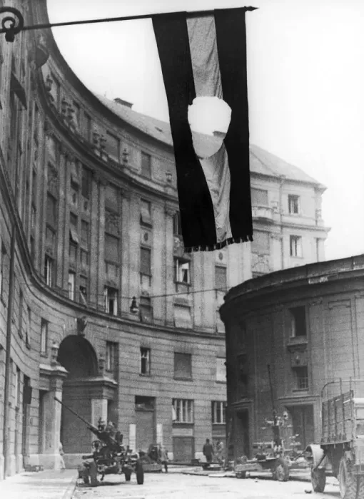 Framed Print : The Hungarian flag seen here flying from a government building in Budapest with the red Framed Print : The Hungarian flag seen here flying from a government building in Budapest with the red