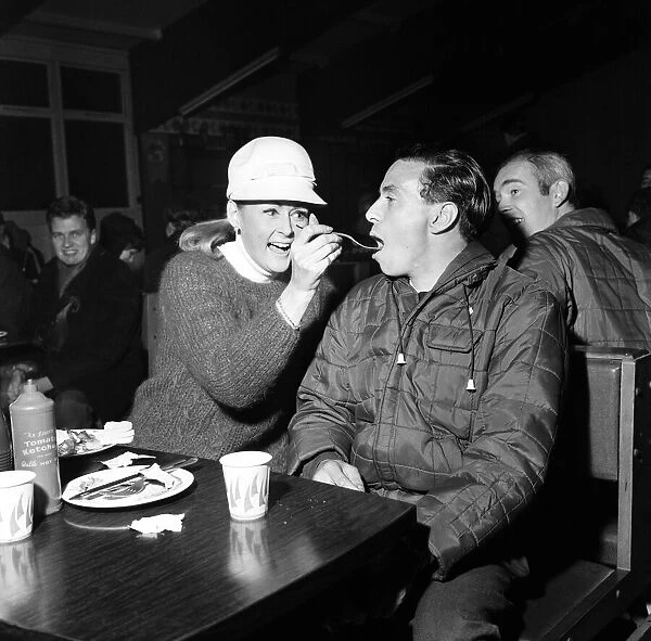 A hungry Jim Clark Racing Driver competing in the 1966 RAC Rally around Britain is fed a