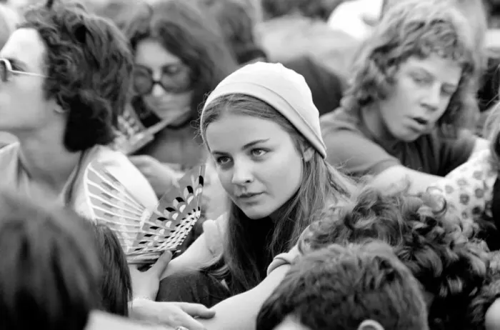 Framed Print : Hyde Park Pop Festival: A very pretty girl spotted in the crowd with a bird-like toy that Framed Print : Hyde Park Pop Festival: A very pretty girl spotted in the crowd with a bird-like toy that