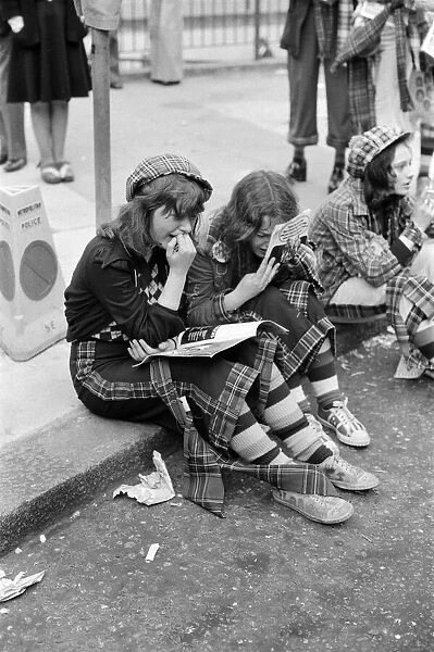 Hysterical Bay City Rollers fans outside the Odeon Hammersmith after the groups concert