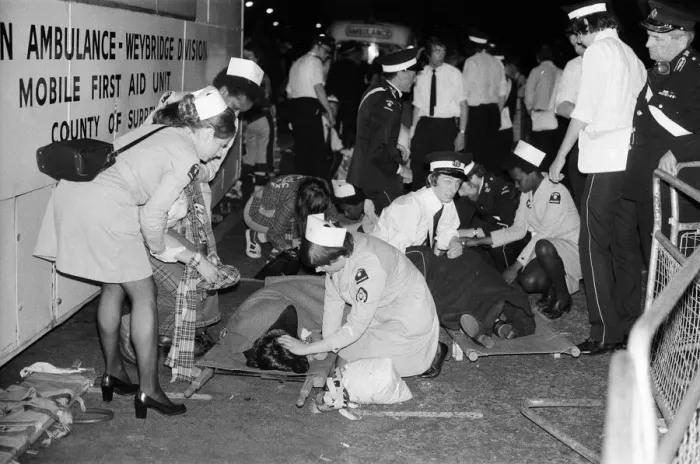 Framed Print : Hysterical Bay City Rollers fans outside the Odeon Hammersmith after the groups concert Framed Print : Hysterical Bay City Rollers fans outside the Odeon Hammersmith after the groups concert