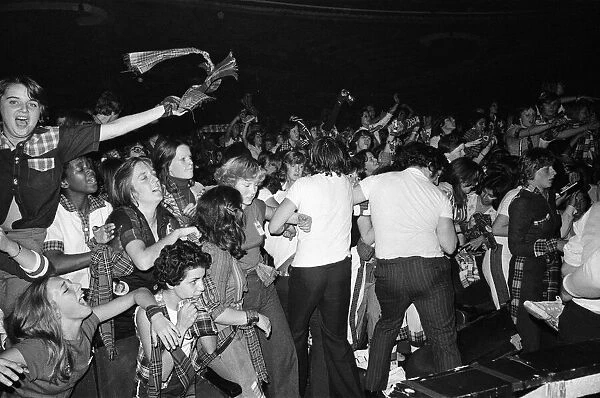 Hysterical fans attend a Bay City Rollers concert in Victoria, London
