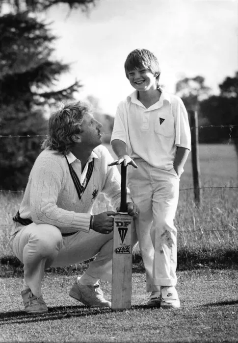 Framed Print : Ian Botham playing cricket with Fathers XI again Sons XI Framed Print : Ian Botham playing cricket with Fathers XI again Sons XI