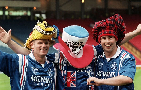 Ian Durrant Rangers football player celebrates after their Scottish Cup Final win wearing
