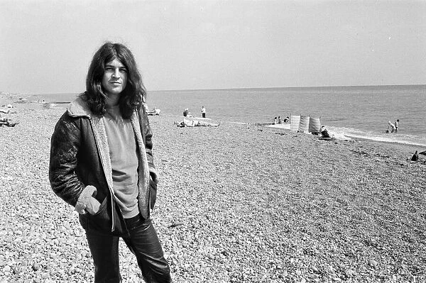 Ian Gillan, lead singer of the Deep Purple rock group, pictured on the beach in Brighton