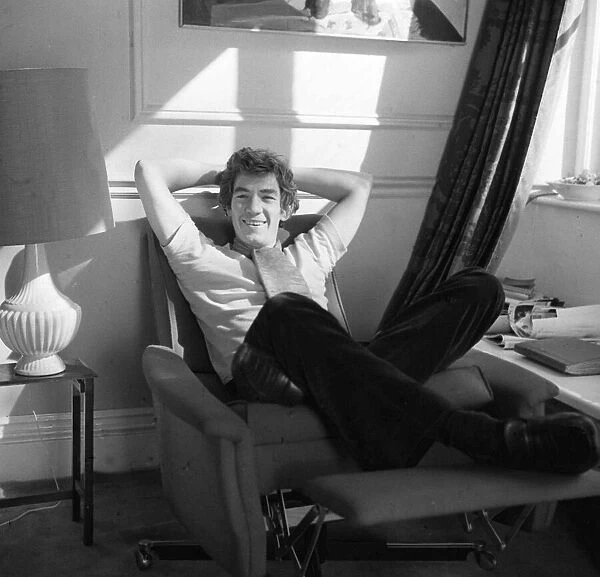 Ian Mckellen Actor October 1969 Pictured at home relaxing in an armchair