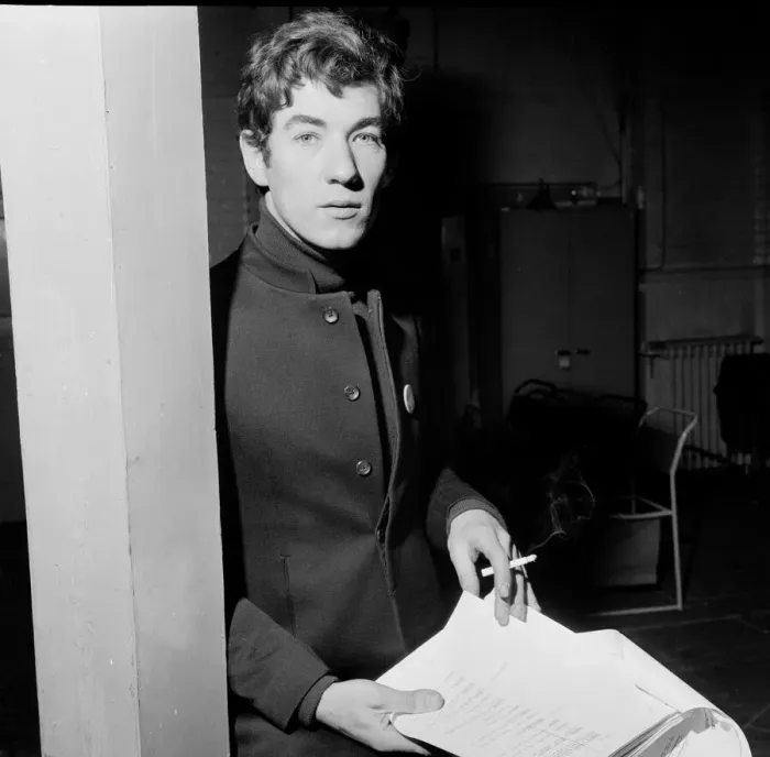 Framed Print : Ian McKellen, actor, pictured in rehearsal in 1968. Ian is reading Framed Print : Ian McKellen, actor, pictured in rehearsal in 1968. Ian is reading