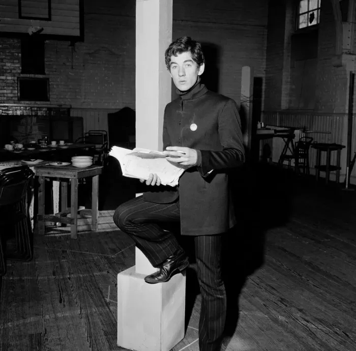 Framed Print : Ian McKellen, actor, pictured in rehearsal in 1968. Ian is reading Framed Print : Ian McKellen, actor, pictured in rehearsal in 1968. Ian is reading