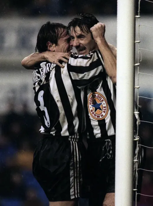 Framed Print : Ian Rush of Newcastle United celebrates after scoring against Everton during the FA Cup