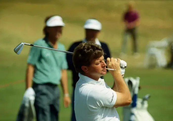 Framed Print : Ian Woosnam hits shot whilst smoking July 1989 Framed Print : Ian Woosnam hits shot whilst smoking July 1989