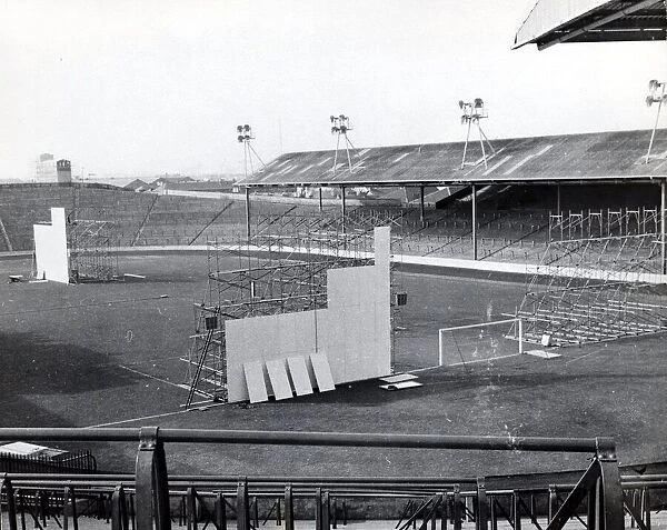 Ibrox park Rangers FC April 1968 Glasgow large screens erected on pitch to show