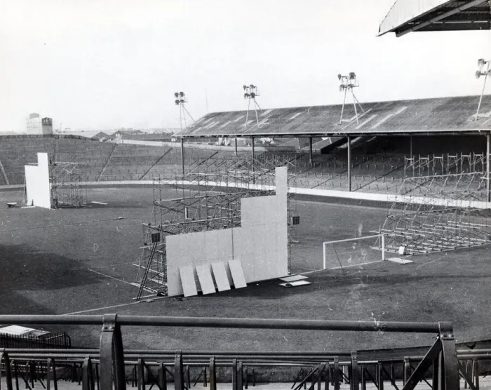 Framed Print : Ibrox park Rangers FC April 1968 Glasgow large screens erected on pitch to show Framed Print : Ibrox park Rangers FC April 1968 Glasgow large screens erected on pitch to show