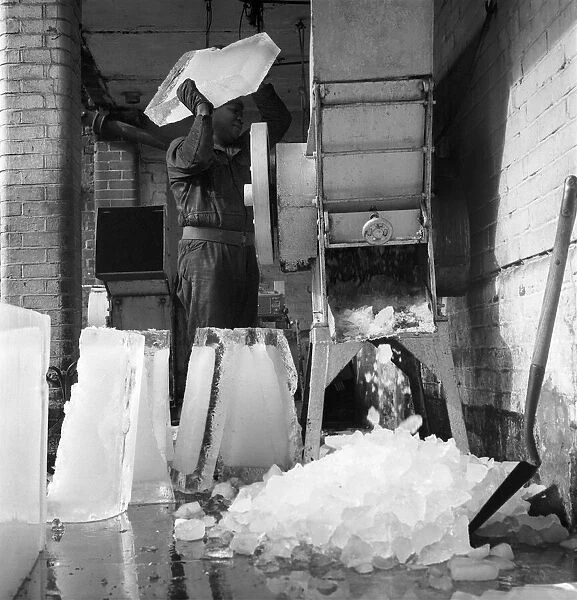 Ice Factory: General scene at a London factory which manufacture ice